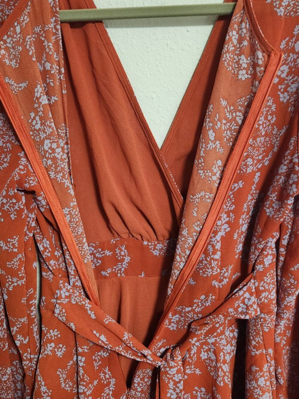 Floral Boho Tie Tiered Long Sleeved Flowy Flattering Dress XL - Picture 5 of 6